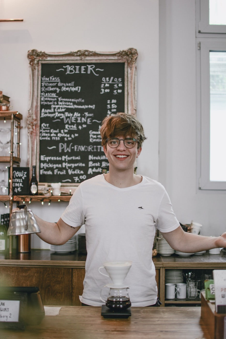 2017, als Barista im Prachtwerk in Berlin